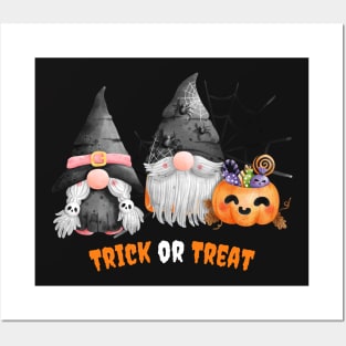 Trick or Treat Halloween! Cute Gnomes Halloween Pumpkin Spooky Season Autumn Vibes Halloween Thanksgiving and Fall Color Lovers Posters and Art